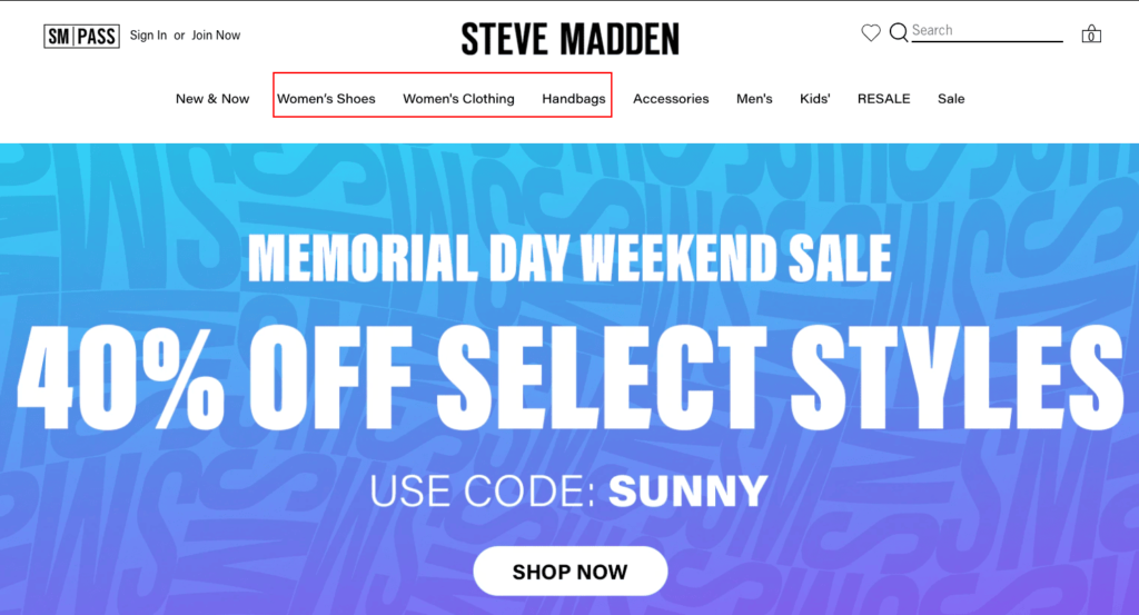 Steve Madden Shopify site