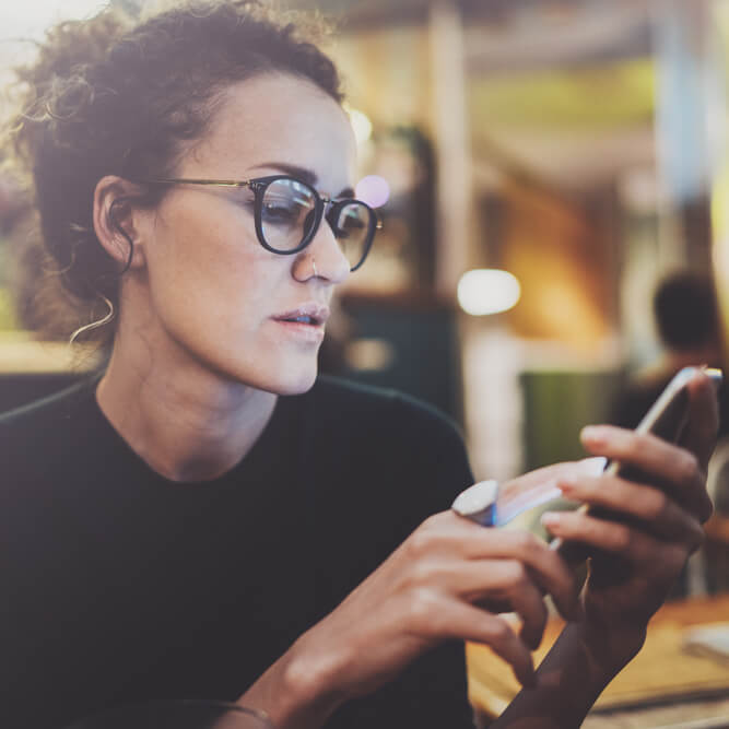 Woman reading email